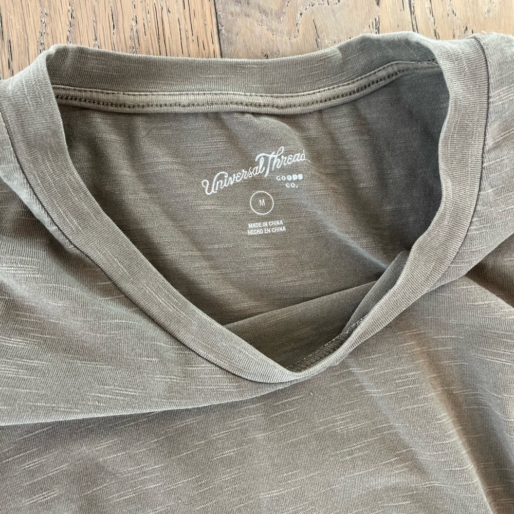 Universal Thread Medium Olive Green T Shirt Knit Dress Ruched Shirred Cotton - Picture 5 of 6